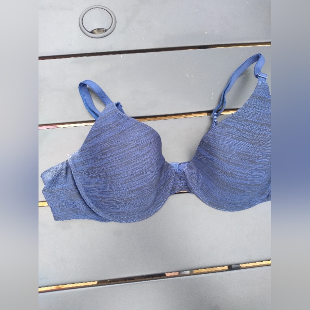 Victoria's Secret Uplift Semi Demi Bra Size 34B, Blue & Black Pattern, U…